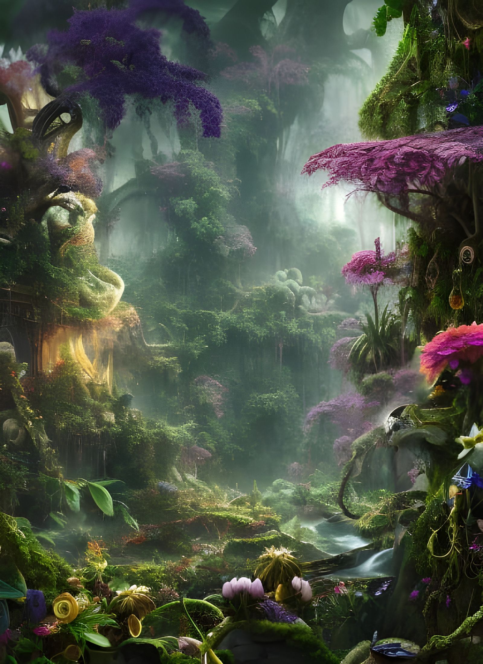 Metamorphic Jungle Flower Kingdom in Digital Art