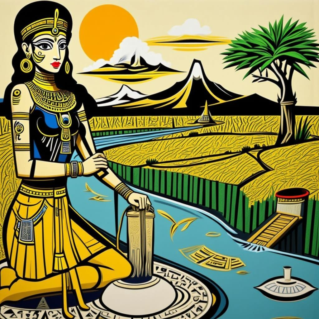 <lora:EGYPTIAN GOLD:1.0> Rice paddy