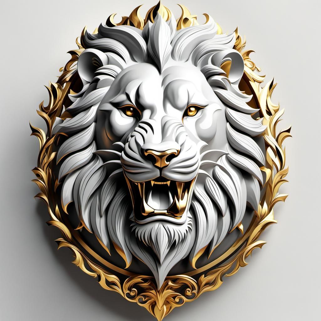 lion's head gold and plate - AI Generated Artwork - NightCafe Creator