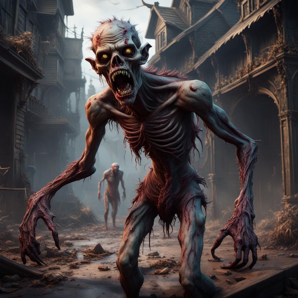 a skinny zombie beast