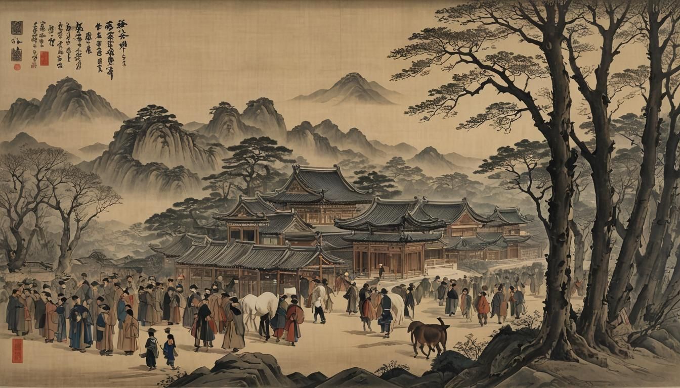 Minimalist Study with Man and Bookshelf