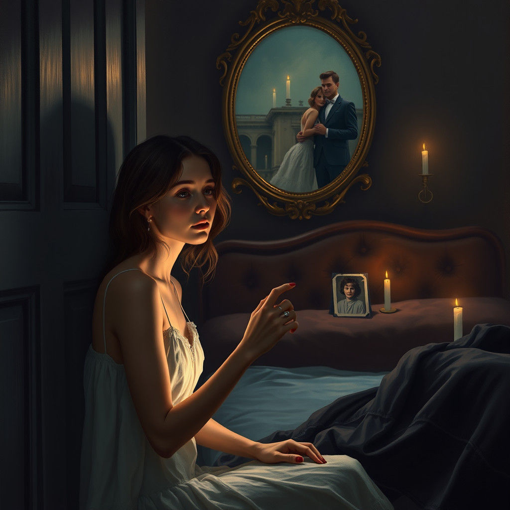 Melancholic Candlelight Scene in Pre-Raphaelite Style