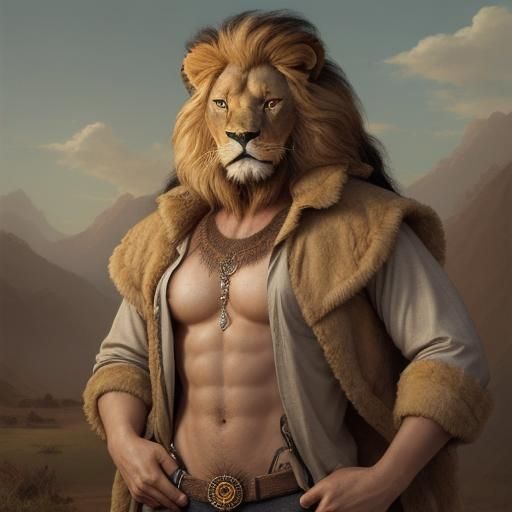 A man and a lion combined