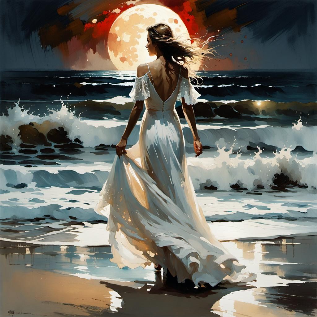 Walking Along the Beach at Night  by @Billy