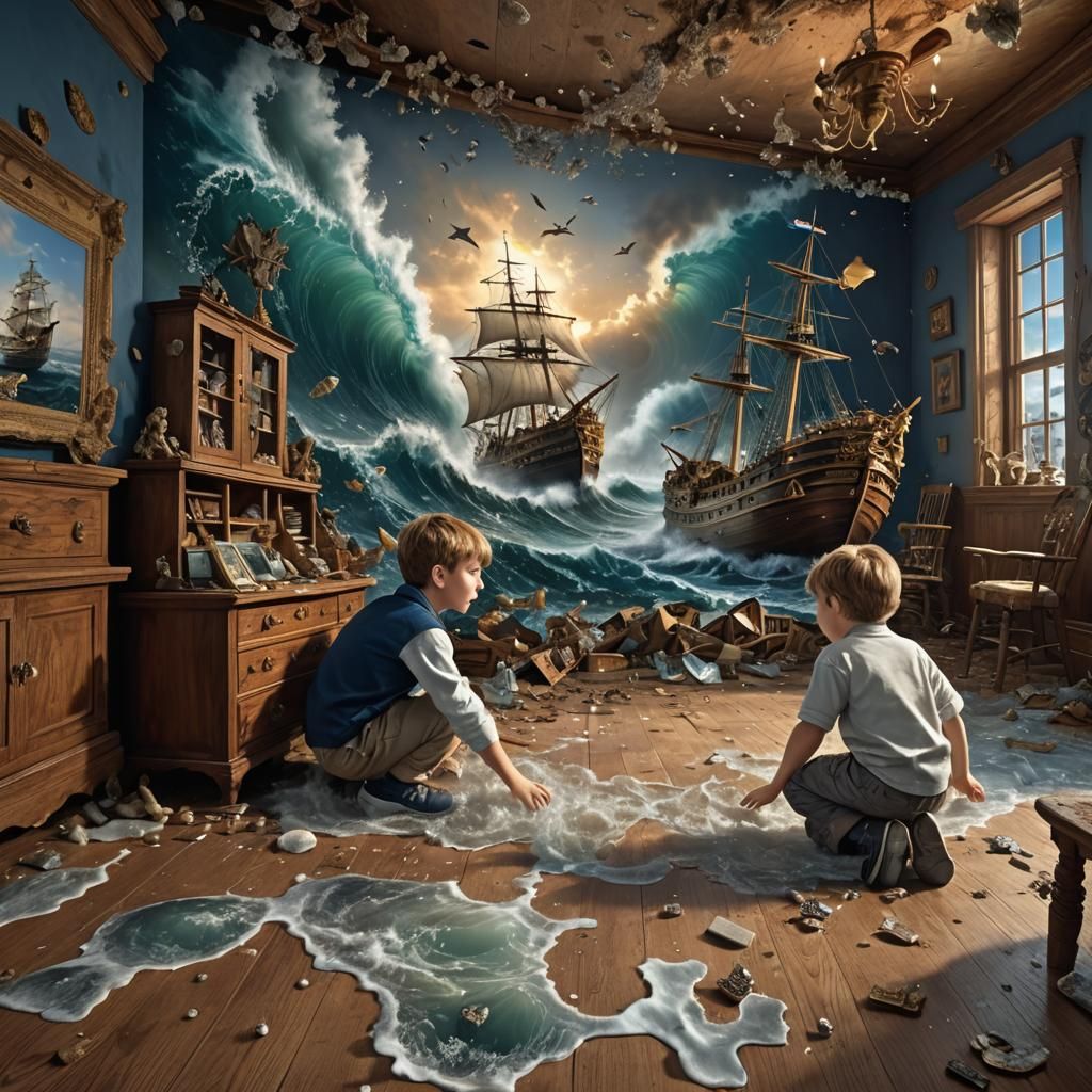 imagination, brothers playing pirate adventures  by @Noah Koeppl
