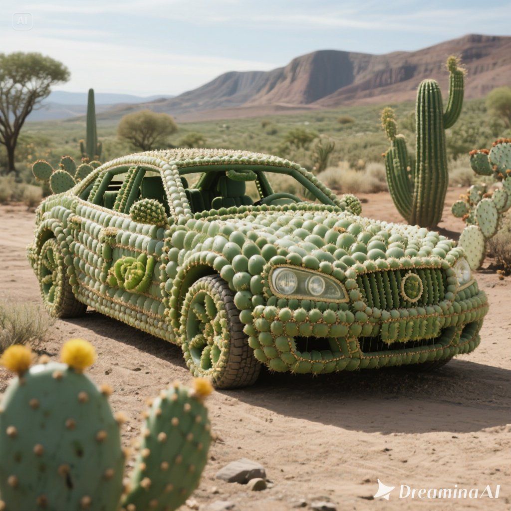 car made from cactus in a very wondrous way