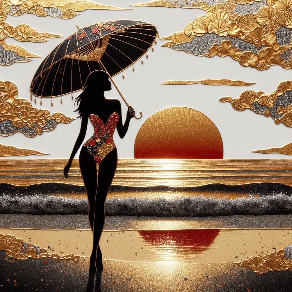 Umbrella on the beach at sunset  by @CloST 
