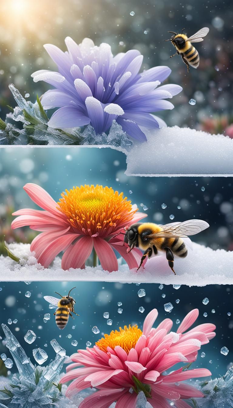 wallpapper split in half vertically, the left winter part wi...