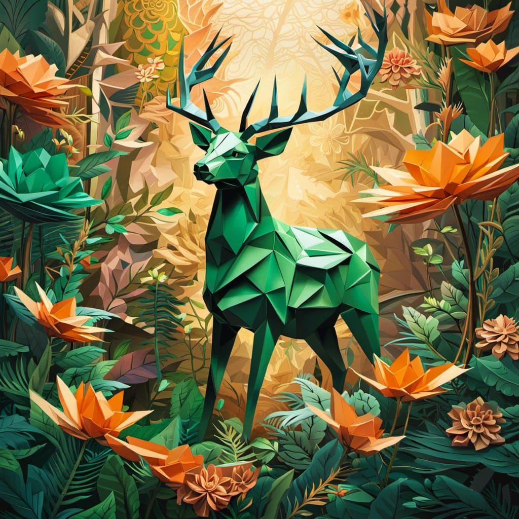 Origami deer  by @Noquelle