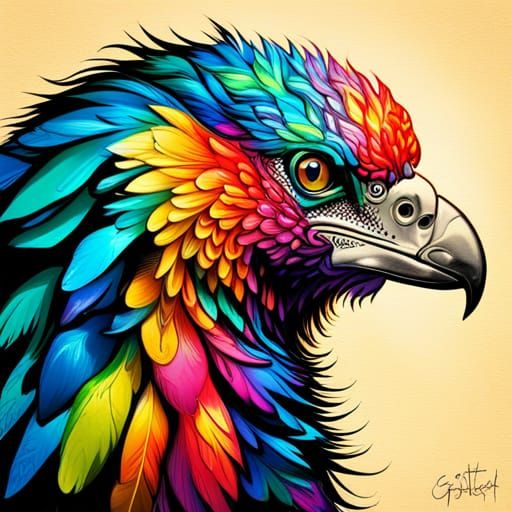 Glitter feathers Bearded Vulture