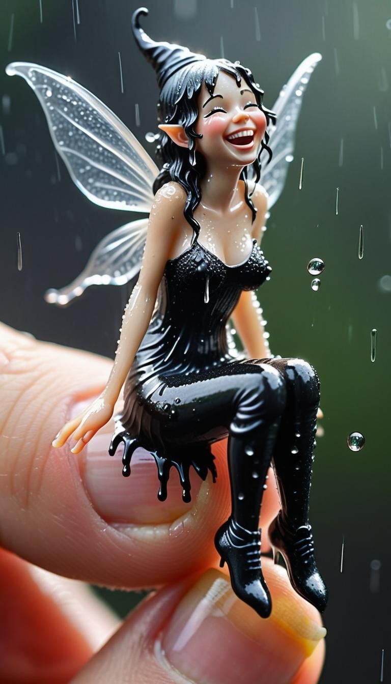 Macro shot of a translucent glittering soaking wet (beautifu...