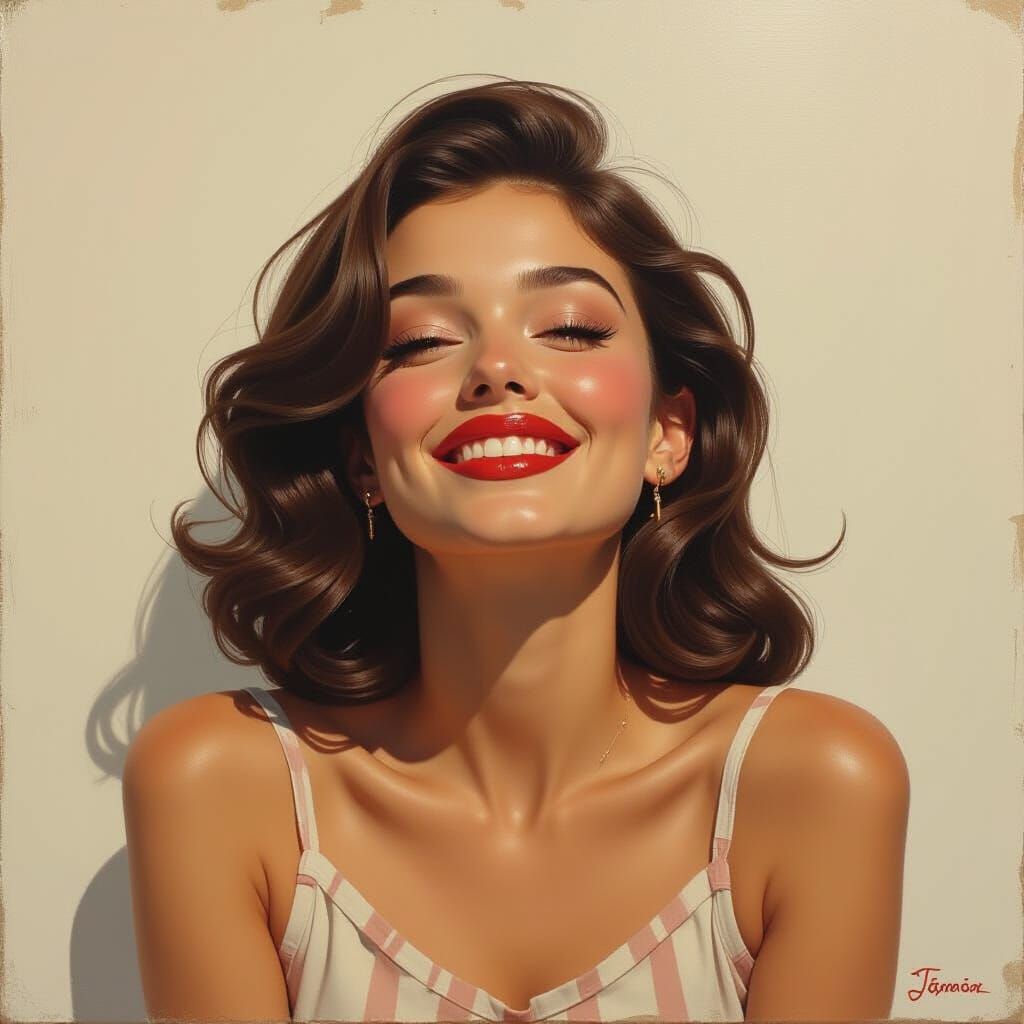 Oil Painting of a Melancholy Heart in a Plastic Smile