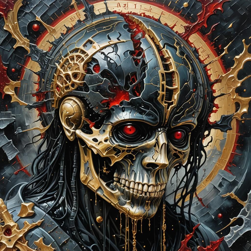 brain, shattered in half dripping magical gothic background 