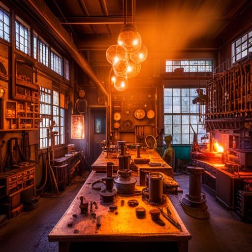 Blacksmith's forge, Scientist's Laboratory, test tubes, expe...