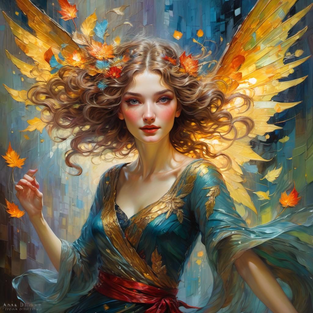 Radiant Entity in Playful Impasto Painting