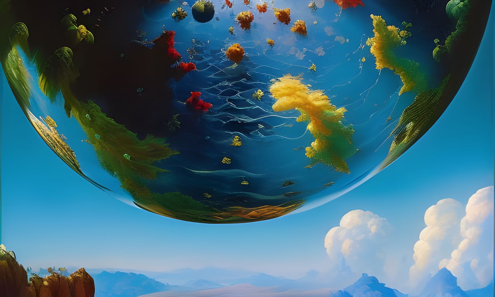 Gargantuan Man Gazing Through Baroque Spyglass