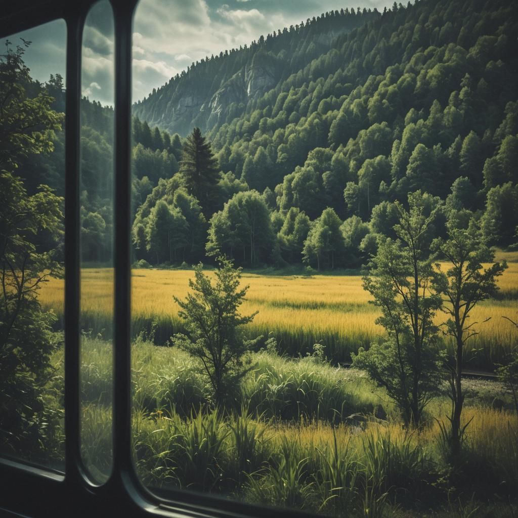 beautiful nature outside train window