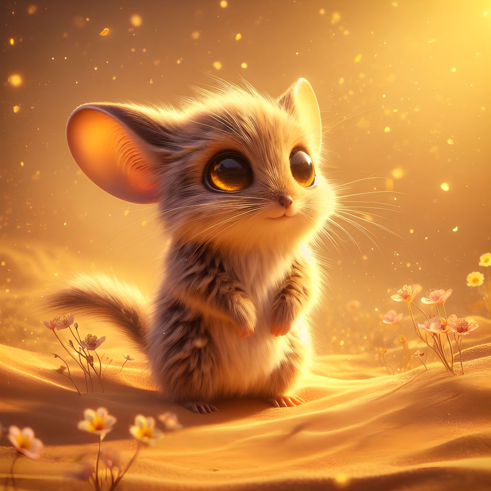 Cute Jerboa in Desert