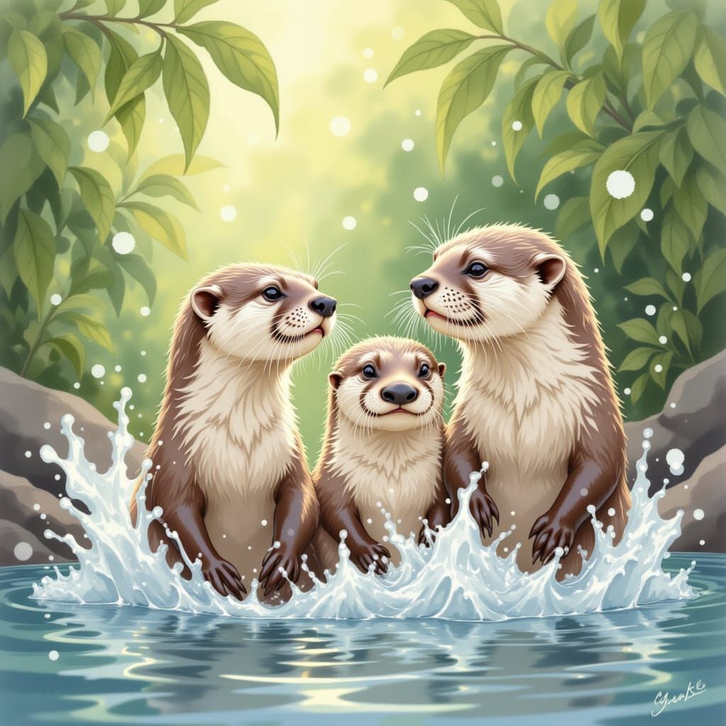 Cute Baby Otters having fun <lora:Cute Baby Otters:1.0>