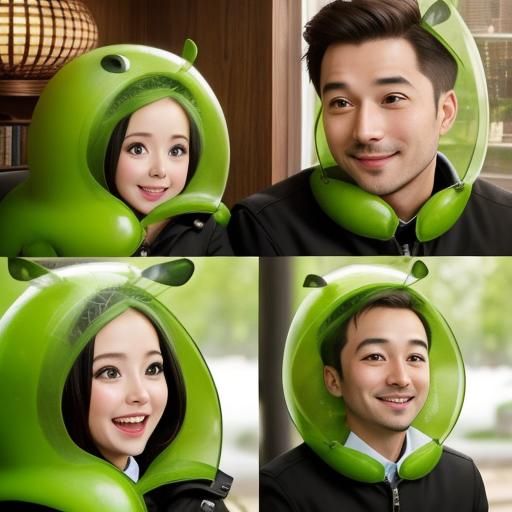 the "I Pod" family. husband and wife are two peas with cute faces  in a pod  by @silj - an open-prompt crew