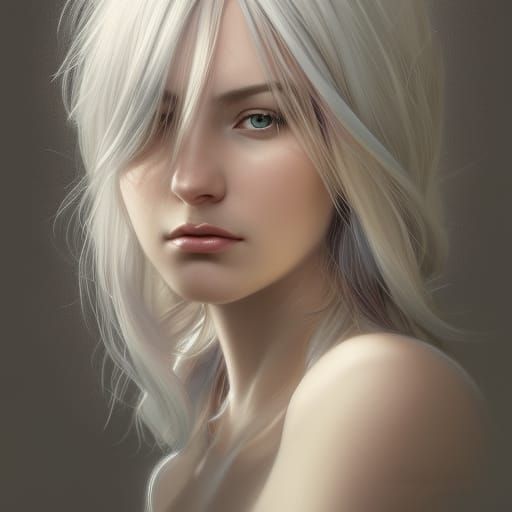 young woman with silver blonde hair