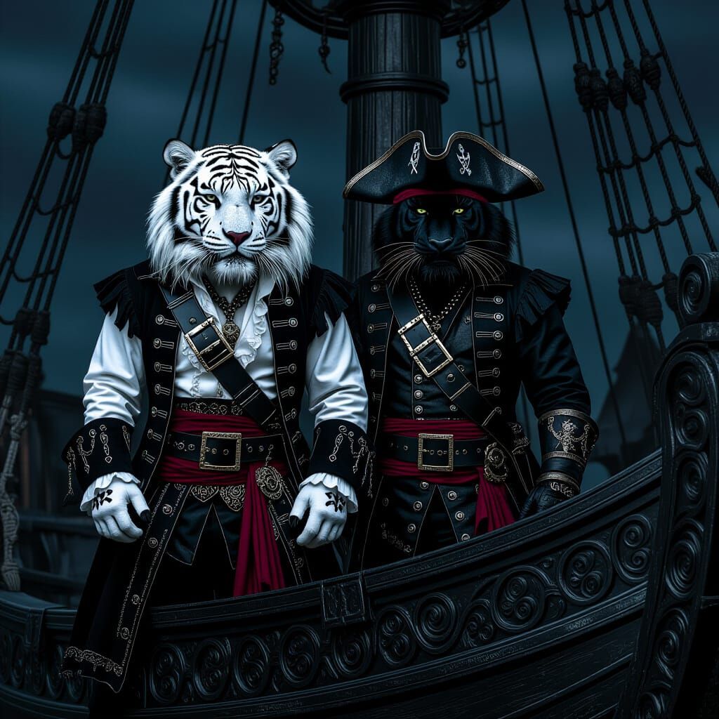 Fierce Gothic, white tiger, and black tiger Pirates and animal version of pirates look like the backdrop ...  by @Sarah4SSW