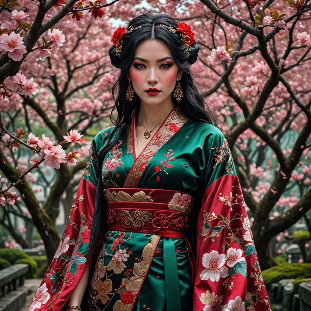 Hyperrealistic portrait of a beautiful woman wearing intrica...