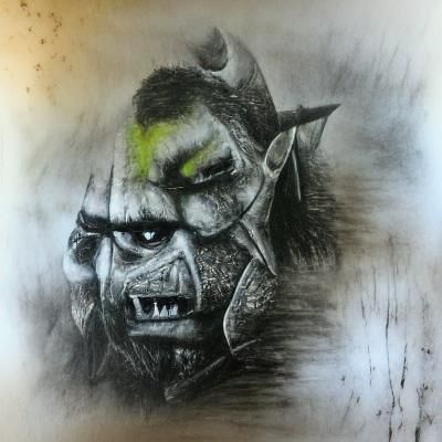 charcoal drawing orc