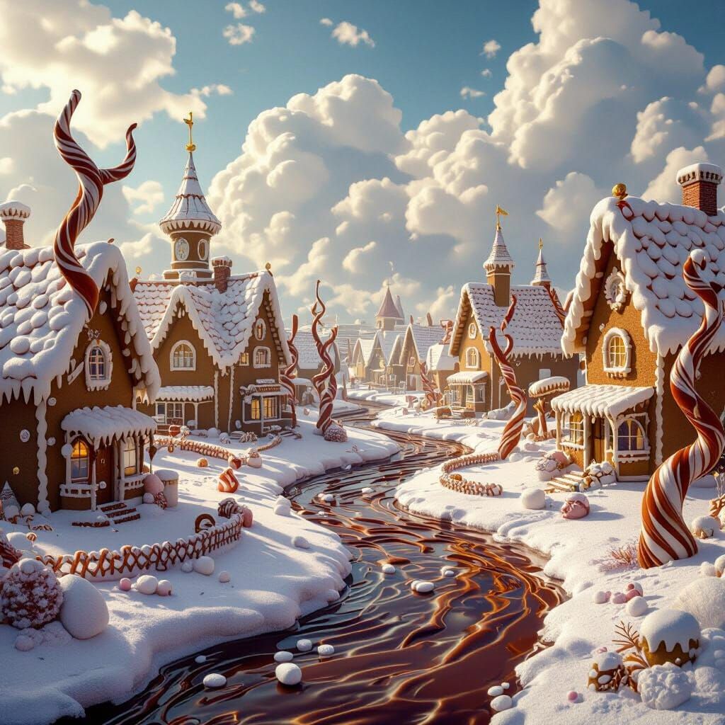 A magical world made of candy where the trees are licorice, the clouds are marshmallows, a chocolate ...  by @Travis Keeton