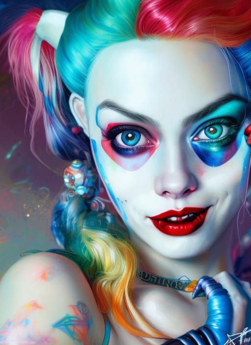 Harley Quinn in the style of Anna Dittmann