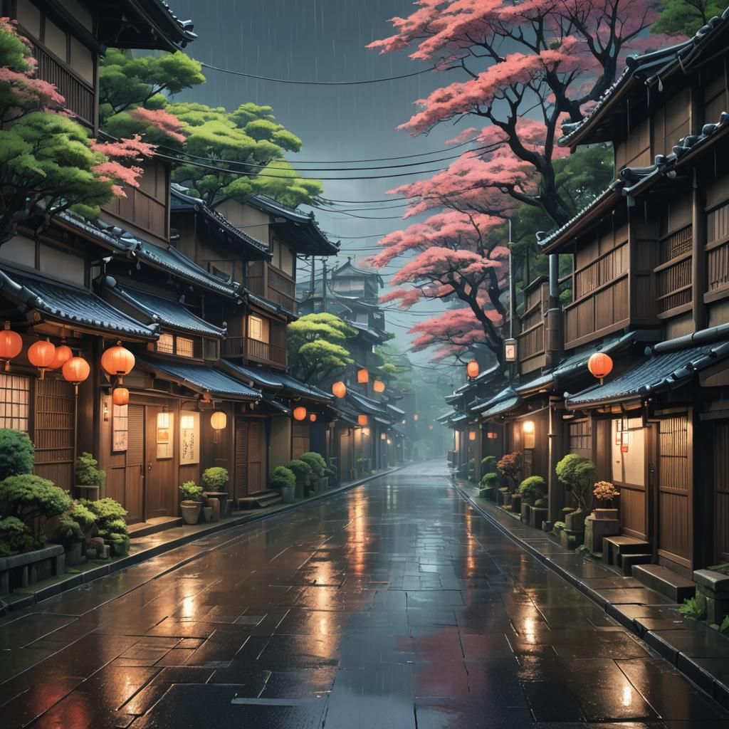 an old street in ancient Japan