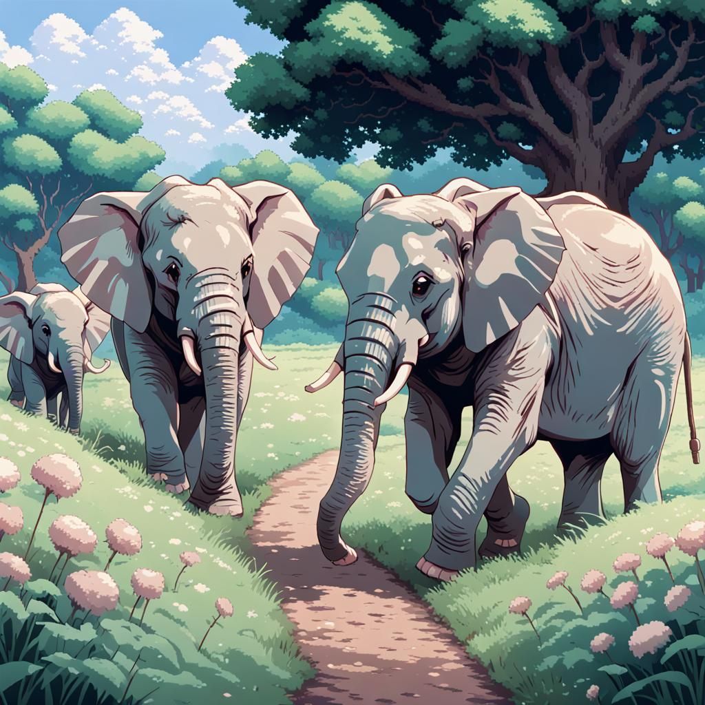 A Family of Elephants 