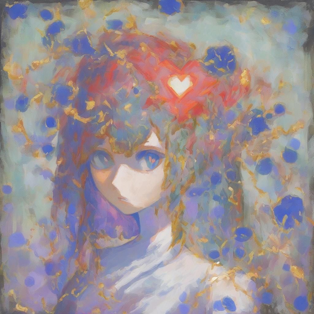 painterly, pretty anime girl, heart eyes, slanted eyes with ...