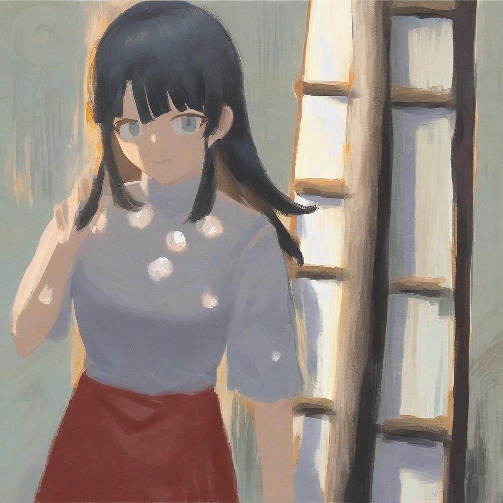 painterly, pretty anime girl, heart eyes, slanted eyes with ...