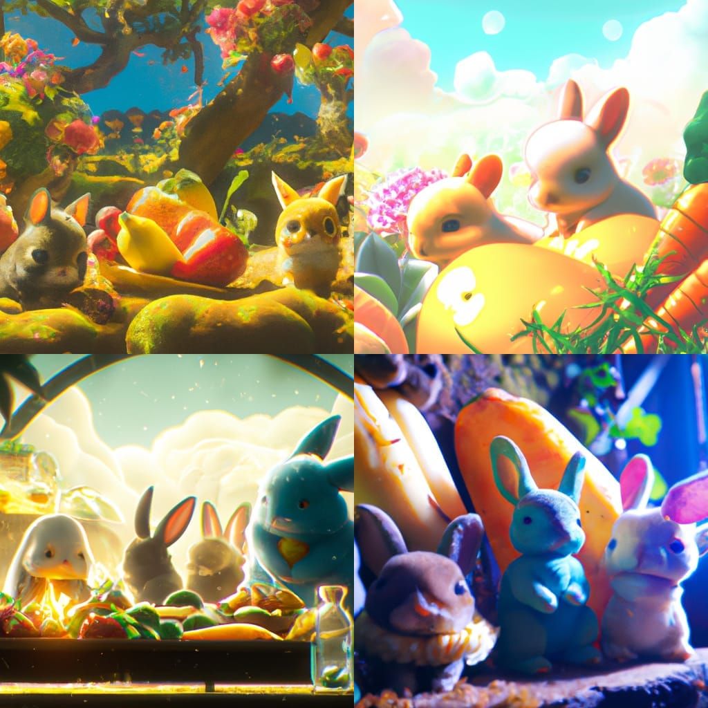 baby bunnies that are fruit themed
