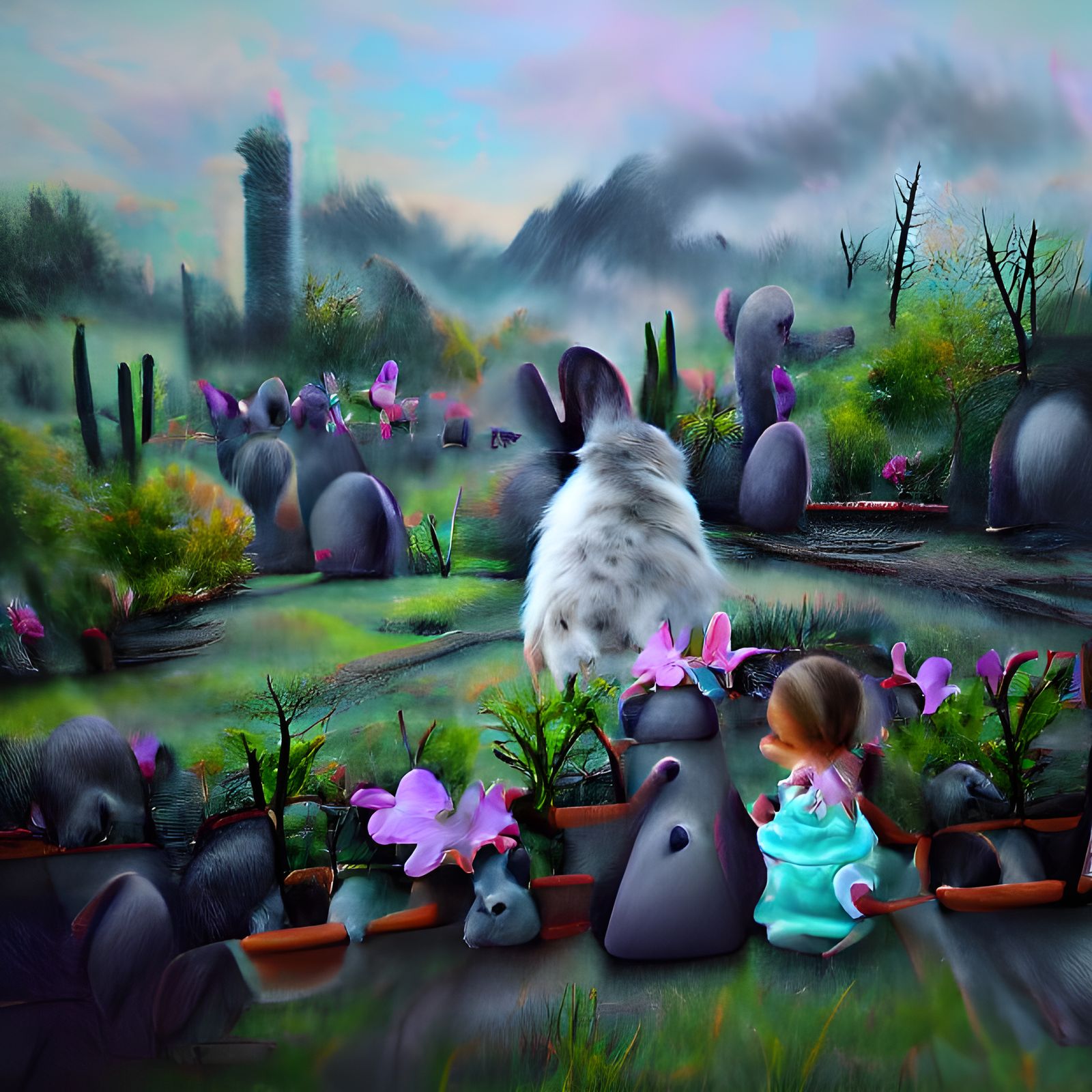 She whistled louder to gain the rabbits attention. Eerie ind...