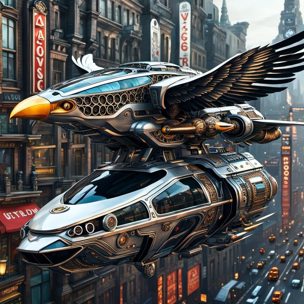 Sci fi: Eagle flying car  by @Otterbarrick