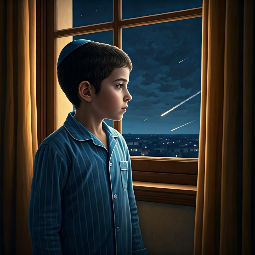 Haredi Boy Watches Missile Interceptions