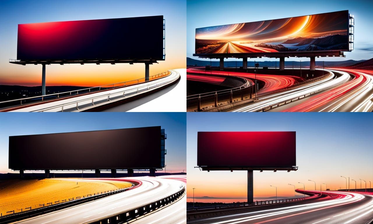 Legible Billboard On Side Of The Highway Nighttime - Ai Generated 