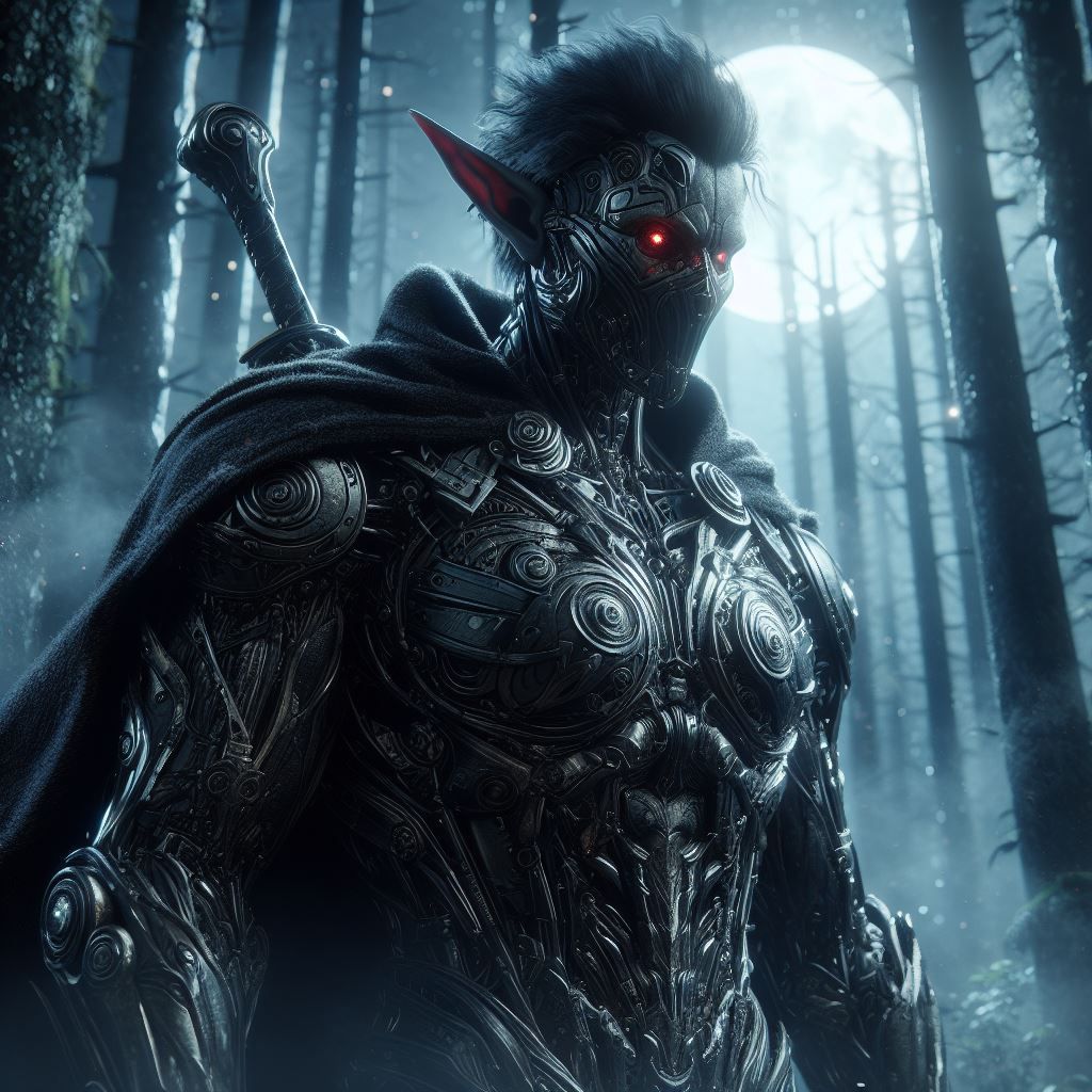 Dark elf cyborg warrior