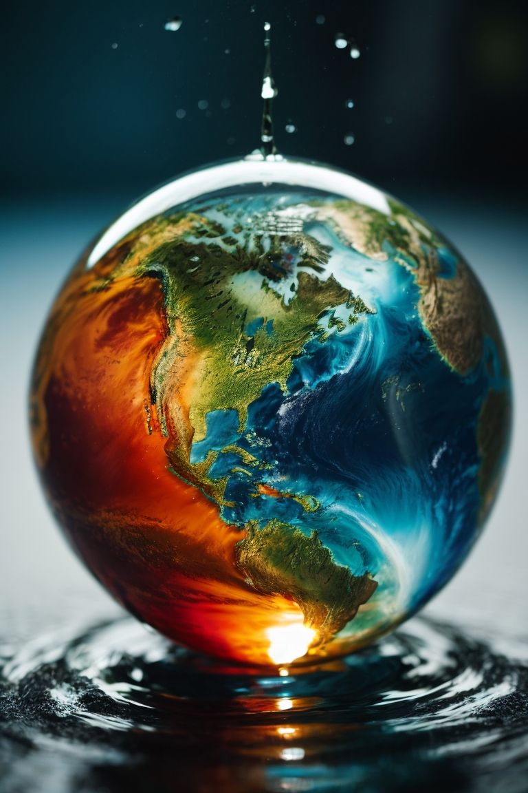 Earth Inside a Water Drop