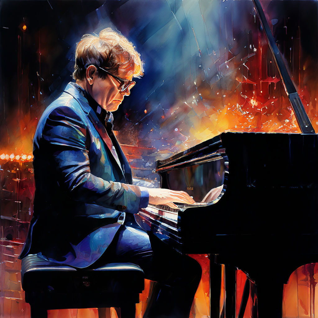 Elton John playing piano
