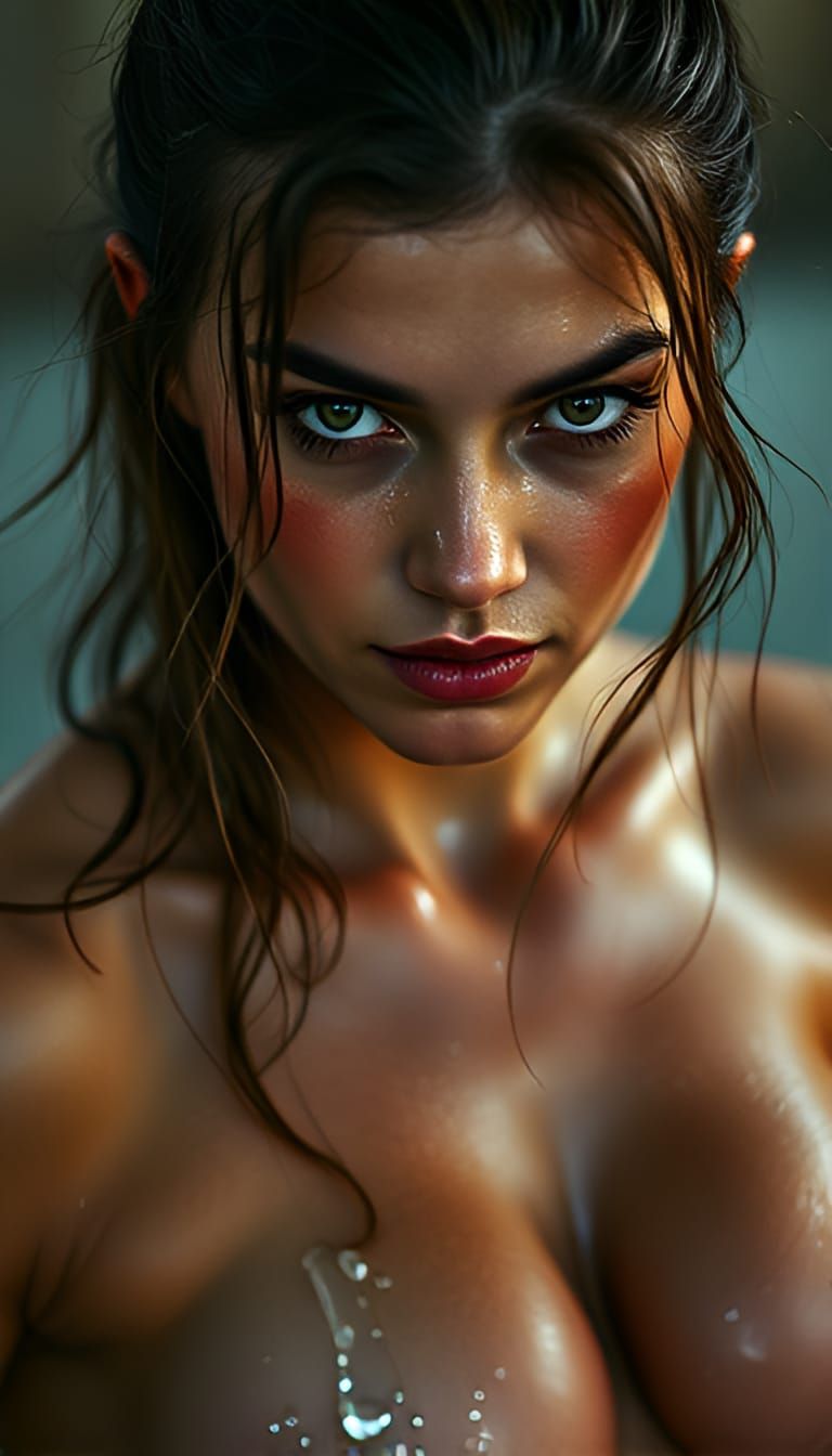 Close-up portrait. The face of Aphrodite emerging from the sea at sunset. head and shoulders portrait, 8k resolution concept art portrait by...