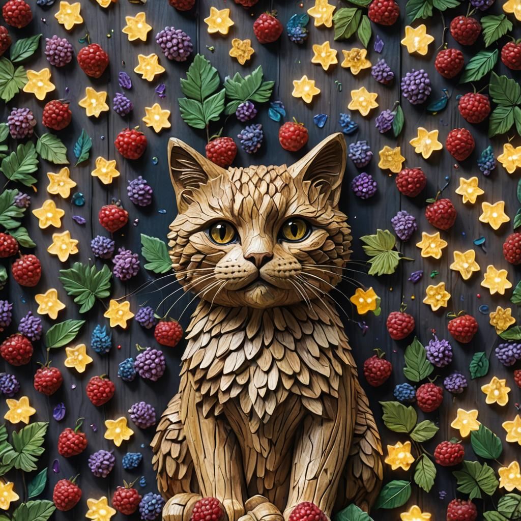 wood sculpture christmas lights david moore cat wood raspber...
