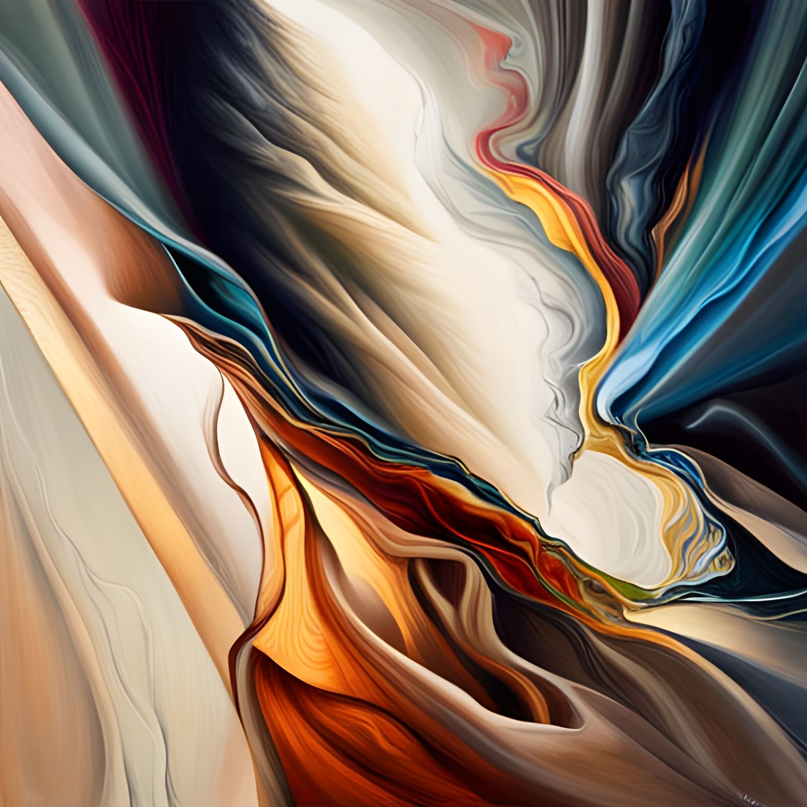 beautiful abstract oil painting with a collage feel, intrica...