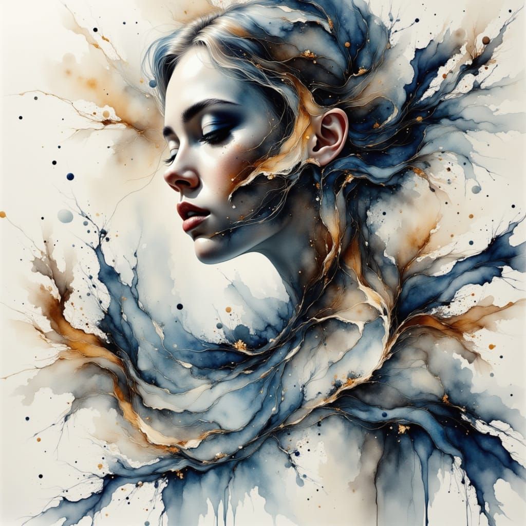 Portrait flow into fluid marble  by @Chris C