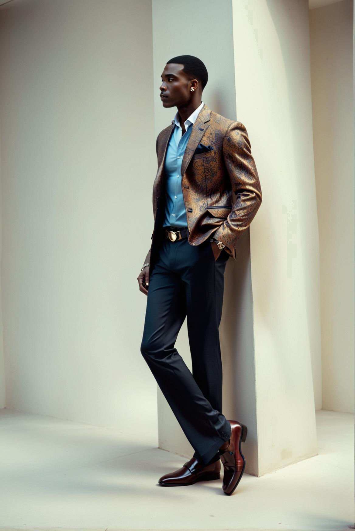 A black Men's Outfit- Fashion Statement - Bordeaux-Leather-S...