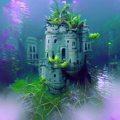 Underwater overgrown castle