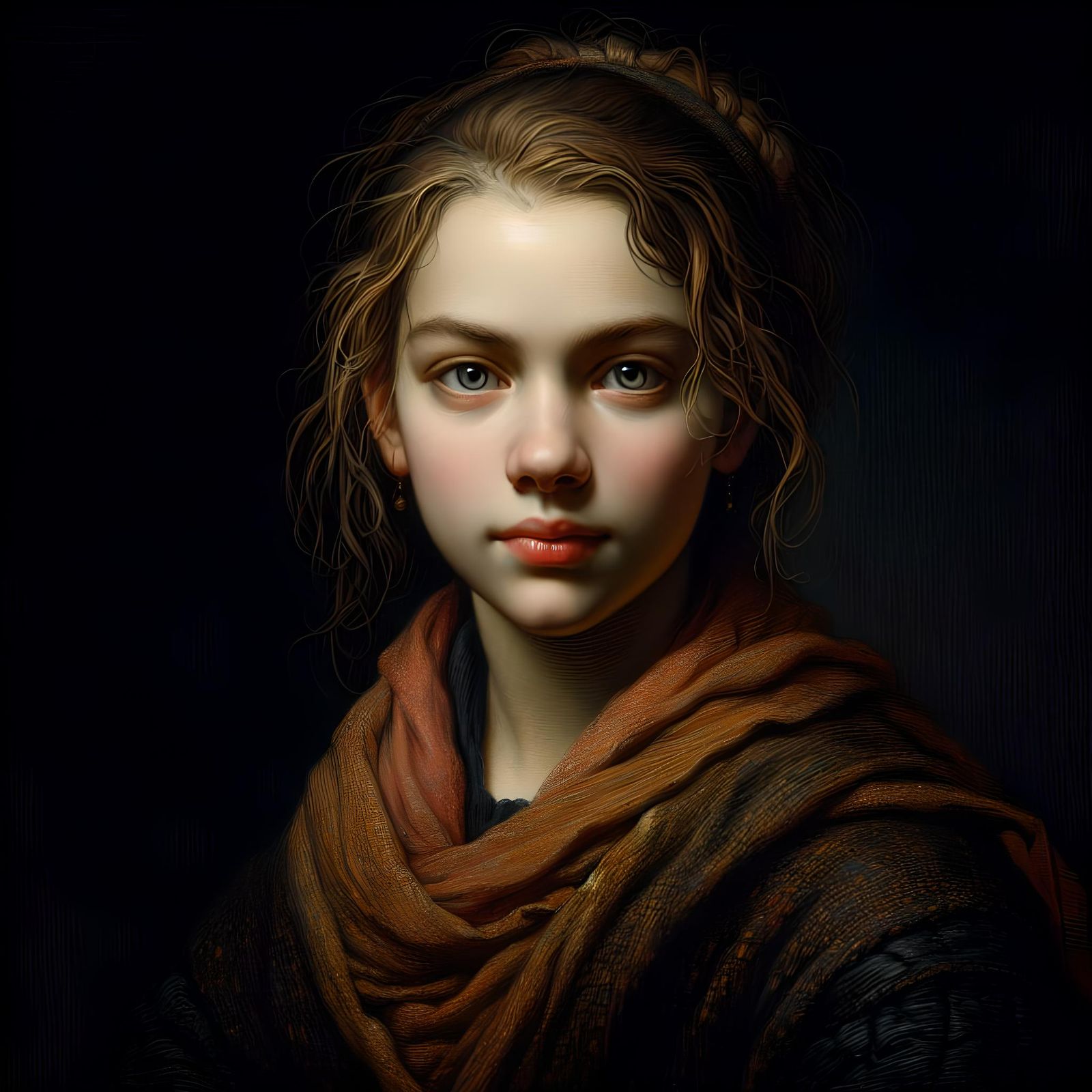 A portrait of a very young woman by Rembrandt  by @undefined