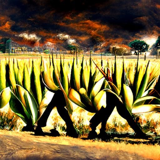 Walking in the agave fields 8k resolution digital illustrati...